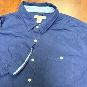 ELLIOT MULRYAN Men's Navy Blue Short Sleeve Button Up Shirt Size XL‎
